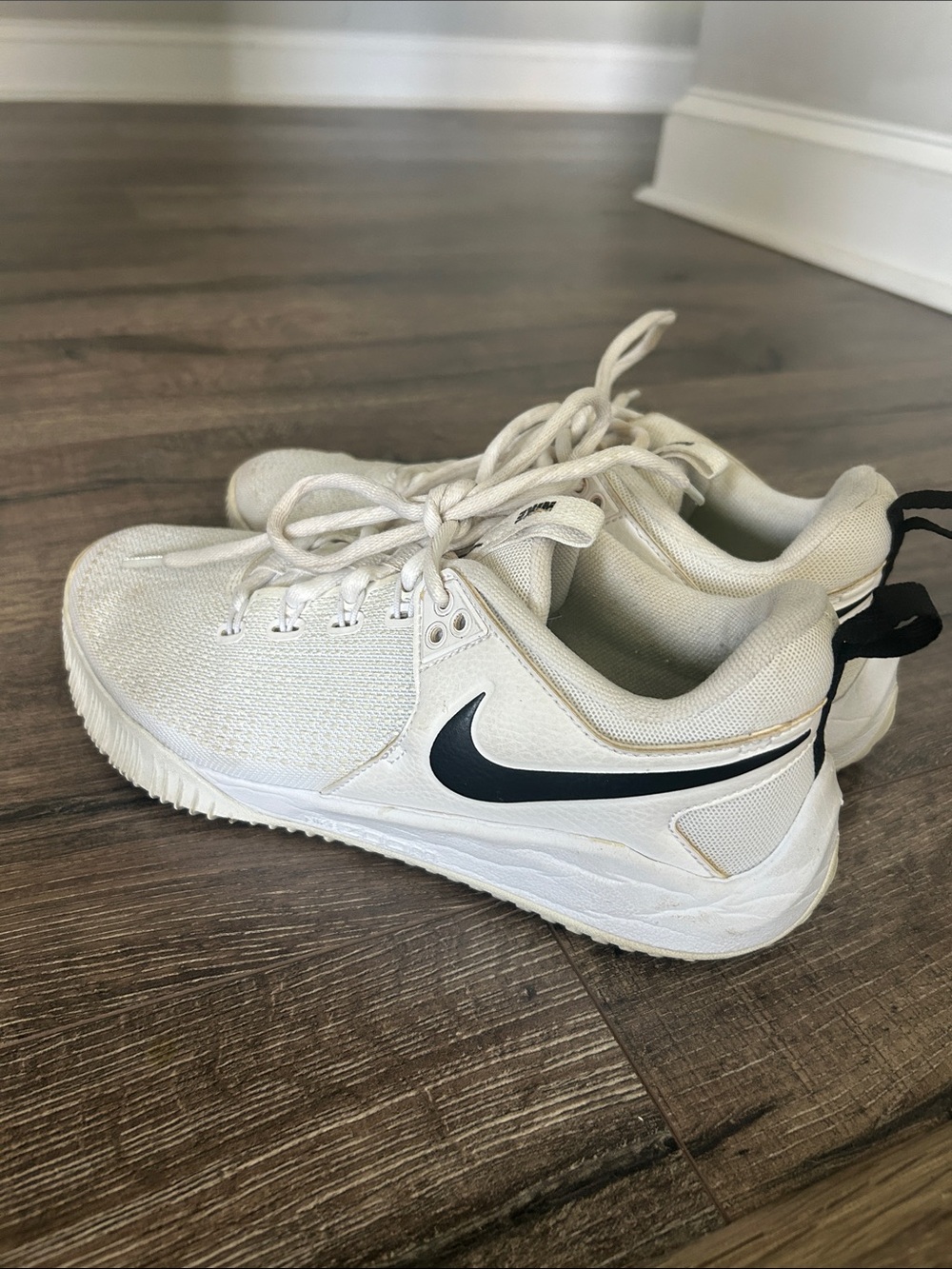 Nike Volleyball White Sneakers with Black Swoosh Accent